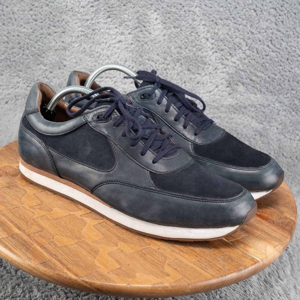 Johnston & Murphy Malek Casual Sneakers Mens 10 D Navy Blue Calfskin & Suede